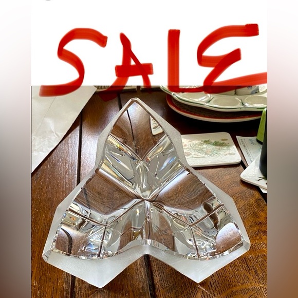 DAUM Crystal Cube Bowl. Clear & Frosted. Stunning Perfect. 1980 Estate Find EC